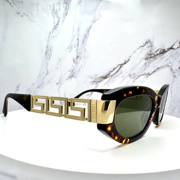 New VERSACE Sunglasses Brown Gold Acetate & Metal Cat Eye w/ Case main image 16